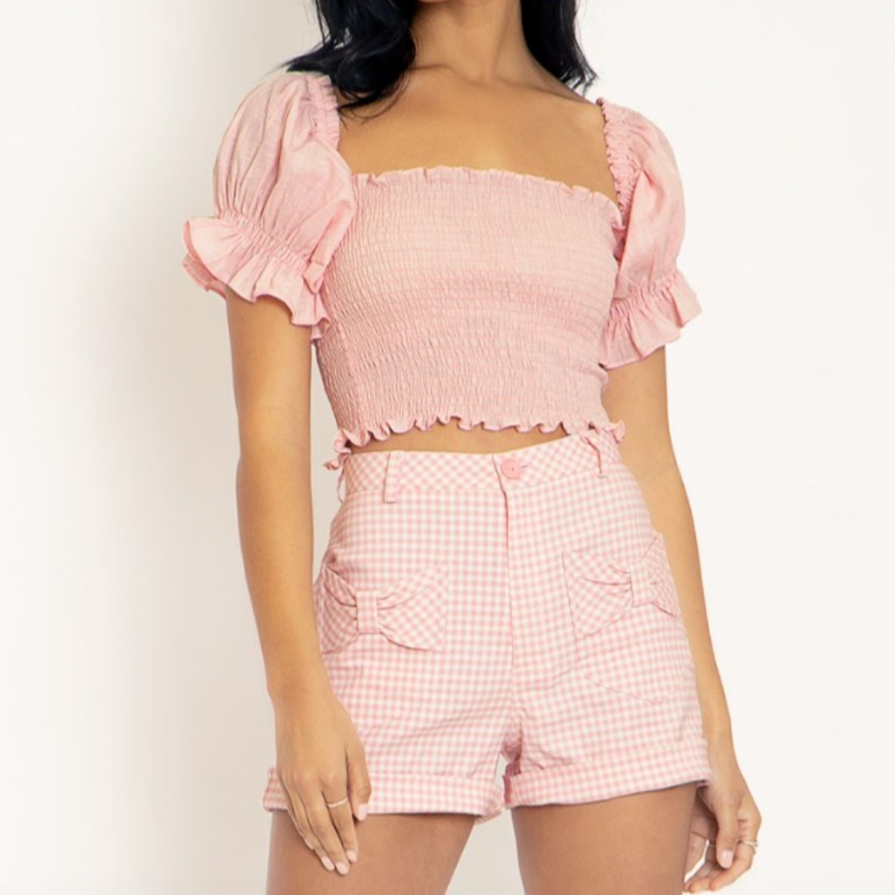 NWT pink gingham black milk shorts
